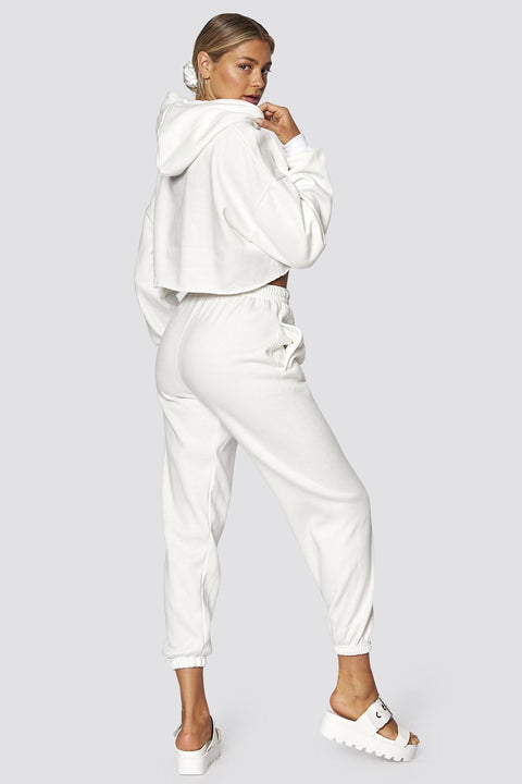 Madmext Women's White Hooded Women's Tracksuit Set  MG467