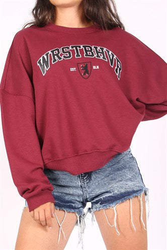 Madmext Women's  Burgandy  Sweatshirt MG1196