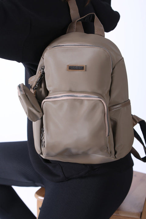 Madmext Women's Wallet Satin Fabric Camel Backpack Mg1057