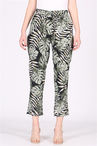 Madmext Women's Black Patterned Tie Waist Pant MG213