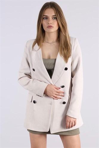 Madmext Women Ecru Blazer Jacket MG1086