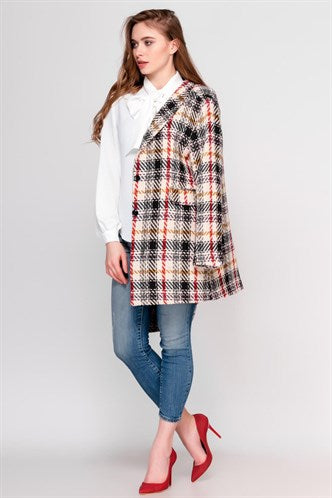 Madmext  Ecru Long Women's Coat MG1183