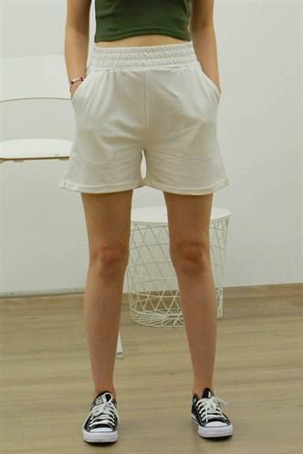 Madmext Women's White Elastic Short MG3499