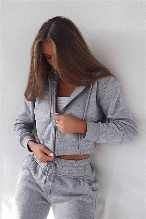 Madmext Women's Gray Tracksuit With Hooded MG091