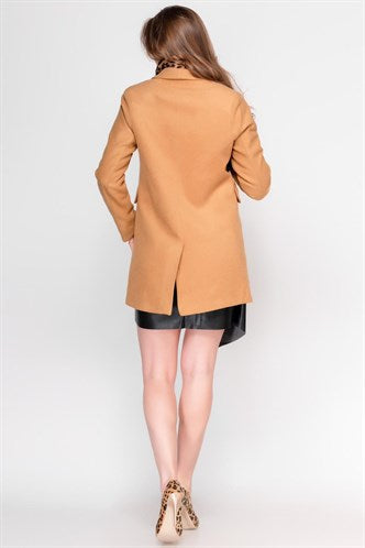 Madmext Mustard Long Women's Coat MG1183