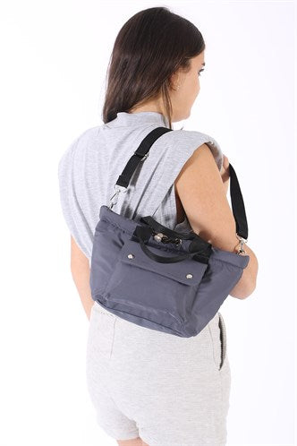 Madmext Women's Embossed Puff Fabric Crossbody Bag Palermo Gray Mg1054