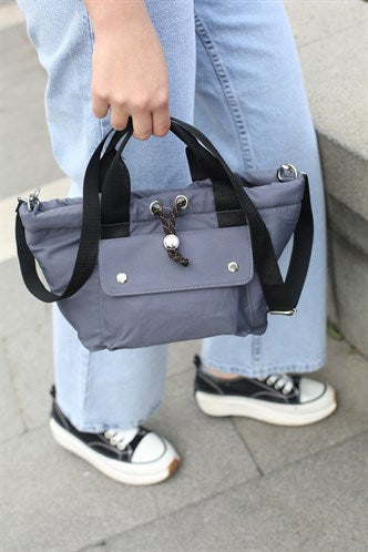 Madmext Women's Embossed Puff Fabric Crossbody Bag Palermo Gray Mg1054