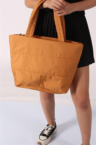 Madmext Women's Embossed Puff Fabric Mustard Bag Mg1143