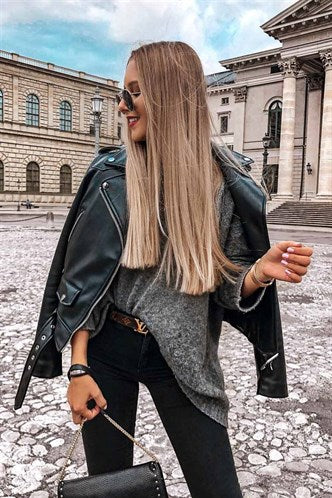 Madmext  Black Women's Leather Jacket MG135