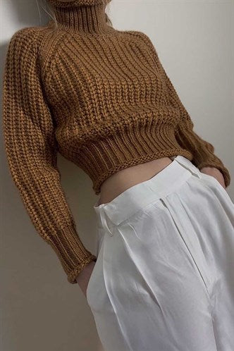 Madmext Mad Girls Brown Turtleneck Women's Sweater MG774