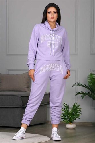 Madmext Women's Lilac Printed Tracksuit Set MG685