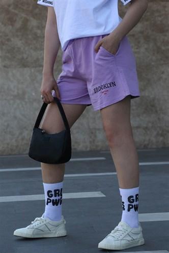 Madmext Women's Lilac Printed Shorts MG1108
