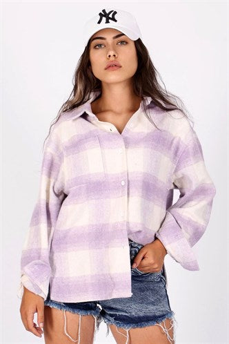 Madmext Women's Lilac Lumberjack Shirt MG1200