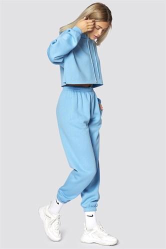 Madmext Women's Blue Hooded Women Tracksuit Set MG467