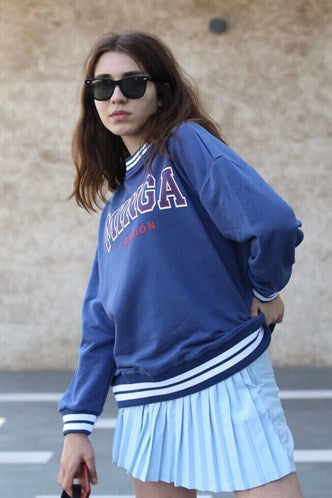 Madmext Women Blue Sweatshirt Mg1146
