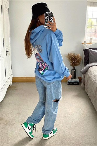 Madmext Women's Blue Side Ripped Detailed Jeans MG1159