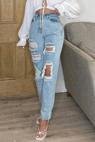 Madmext Women's Blue Ripped Jeans MG1150