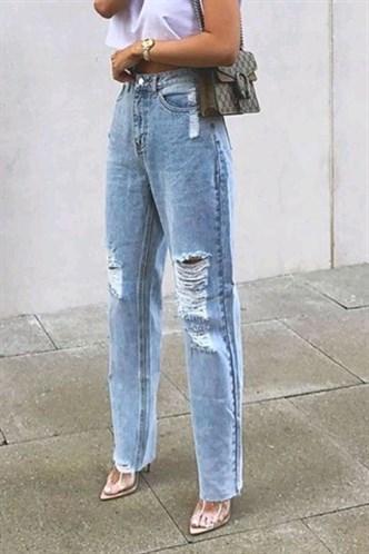 Madmext Women's Blue Torn Mom Jeans MG1163