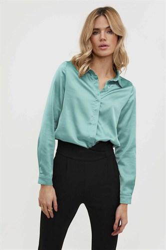 Madmext Women's  Green Satin Shirt MG1103