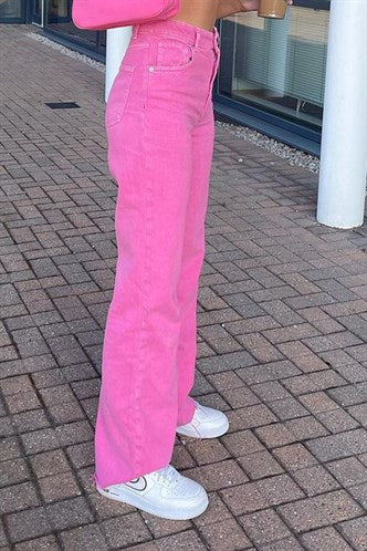 Madmext Women's Pink Palazzo Jeans Mg1189