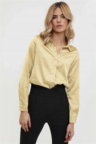 Madmext Women's  Beige  Satin Shirt MG1103