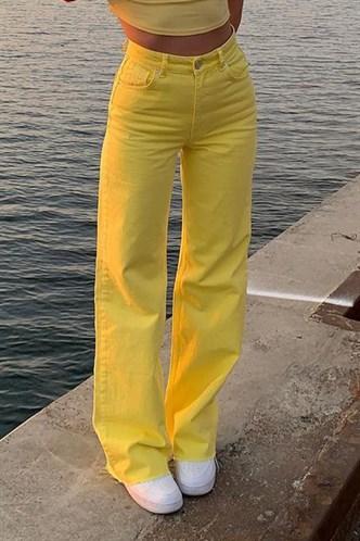 Madmext Women's Yellow Palazzo Jean Mg1189