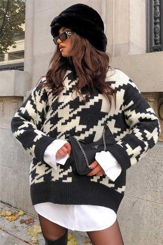 Madmext Mad Girls Black Turtleneck Knitted Women's Sweater MG845