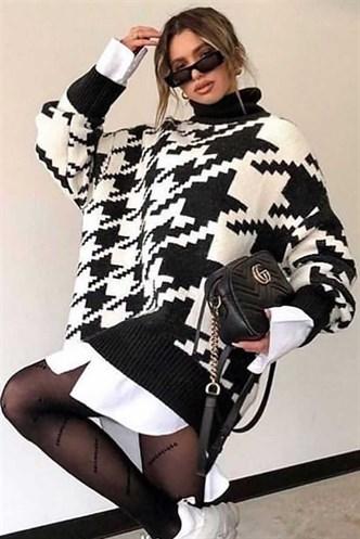 Madmext Mad Girls Black Turtleneck Knitted Women's Sweater MG845