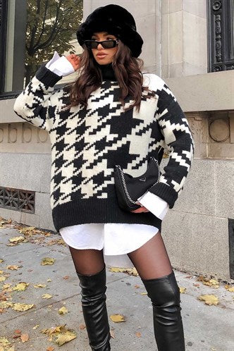 Madmext Mad Girls Black Turtleneck Knitted Women's Sweater MG845