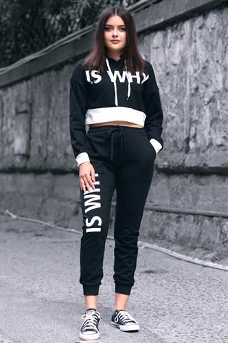 Madmext Women's Black Women Tracksuit Set MG730