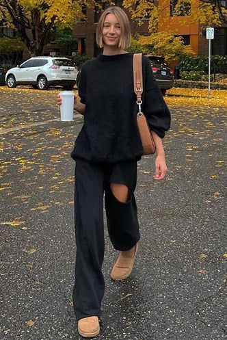 Madmext Women's Black Loose Fit Sweatpants MG842