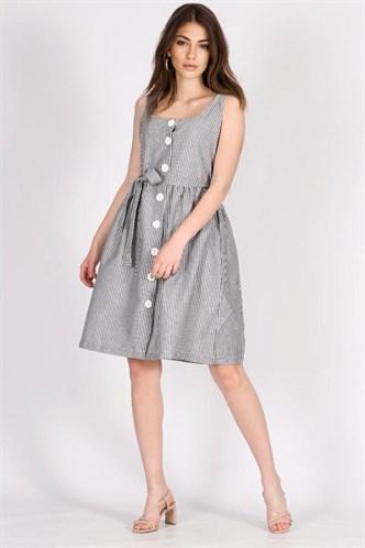 Madmext Women's  Black Striped Dress MG645