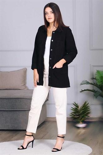 Madmext Black Buttoned Women Jacket MG689