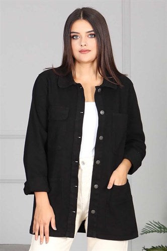 Madmext Black Buttoned Women Jacket MG689