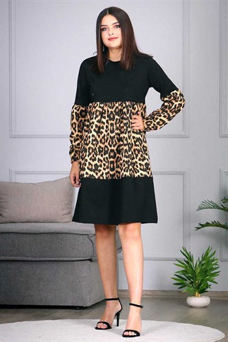 Madmext Women's Black Leopard Dress MG687