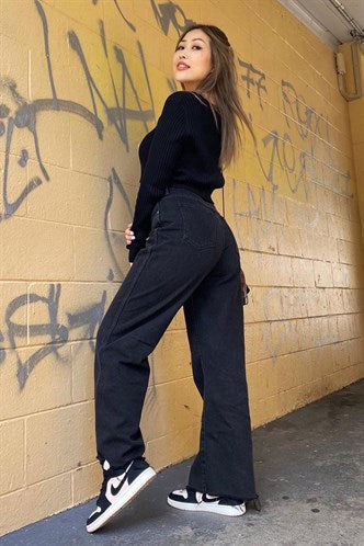 Madmext Women's Black Palazzo Jeans Mg1189