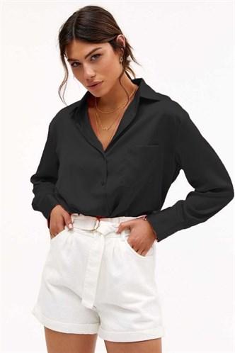 Madmext Women's Black Satin Shirt MG1104