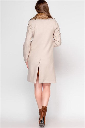 Madmext Stone Color Long Women's Coat MG1181