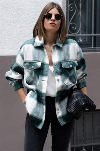 Madmext Women's Green Oversize Women Lumberjack Shirt MG042