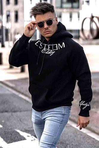 Madmext Printed Black Hoodie Sweatshirt 4402