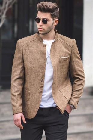 Madmext Camel Men's Judge Collar Jacket 5115
