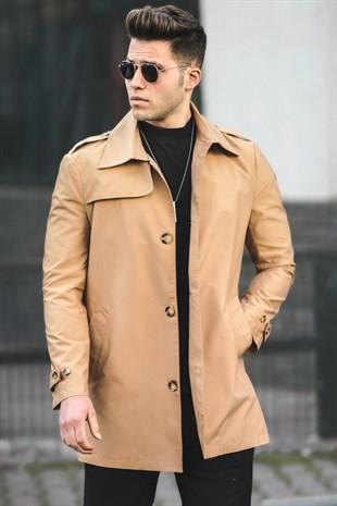 Madmext Camel Men's Trench Coat 5108