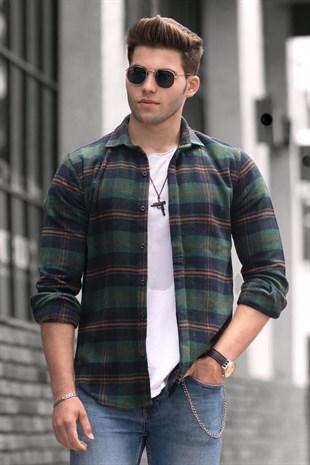 Madmext Khaki Plaid Men's Shirt 4666