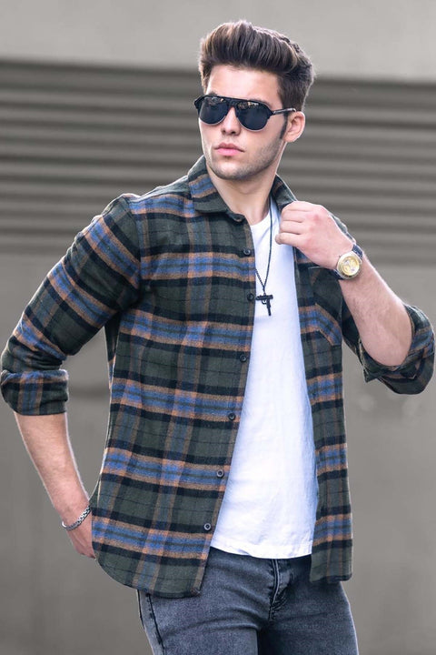 Madmext Khaki Plaid Lumberjack Men's Shirt 4669