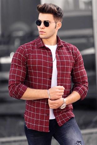Madmext Red Checkered Men's Shirt 4902