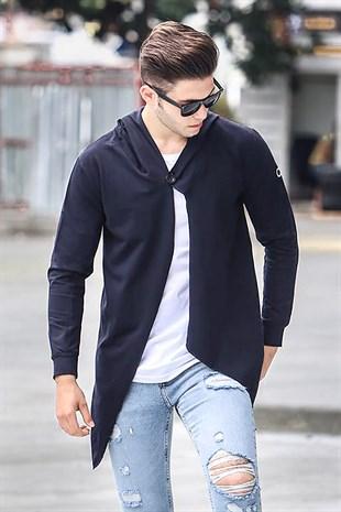 Madmext Men's Navy Blue Long Cardigan 2226