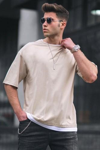 Madmext Beige Oversize T-shirt for Men 4978