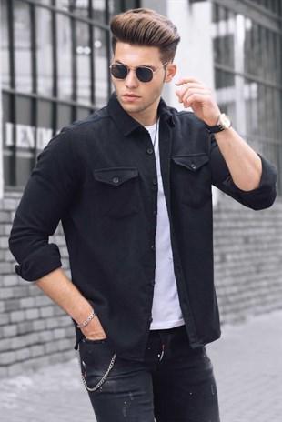 Madmext Black Basic Men's Shirt 9403