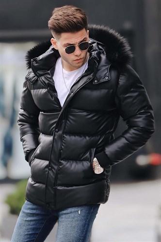 Madmext Black Down Jacket with Hooded 9052