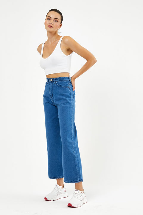 TonnyBlack Blue Women's Short Palazzo Jeans Trousers TBG073-1_130